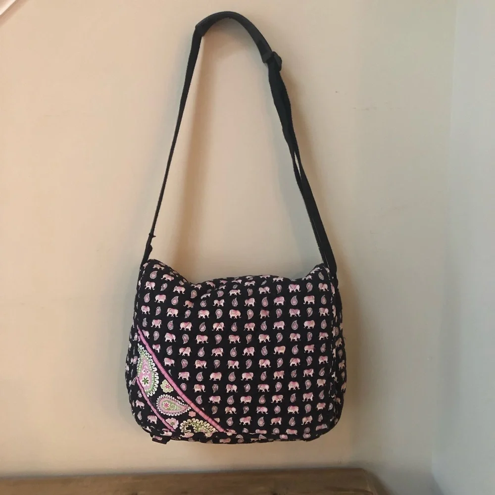 VERA BRADLEY Messenger LapTop Bag Pink Elephants